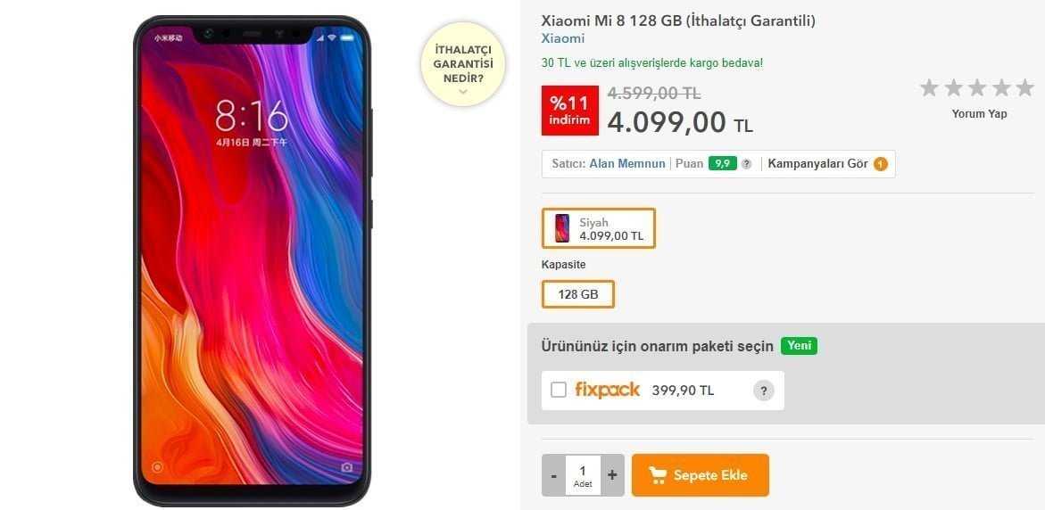 Xiaomi Mi8 Hepsiburada'da satışa sunuldu!