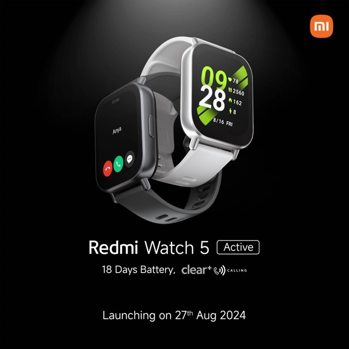 Redmi Watch 5 Active: Yeni Nesil Akıllı Saat 27 Ağustos'ta Tanıtılıyor